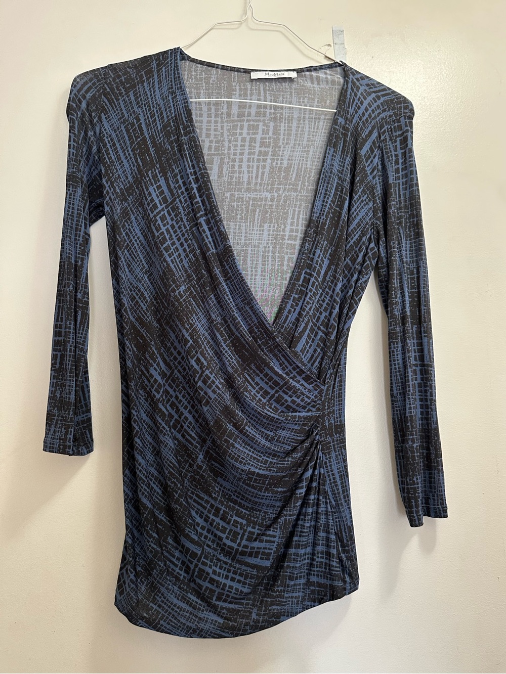 MaxMara Women’s wrap Top Geometric Blue/ Gray